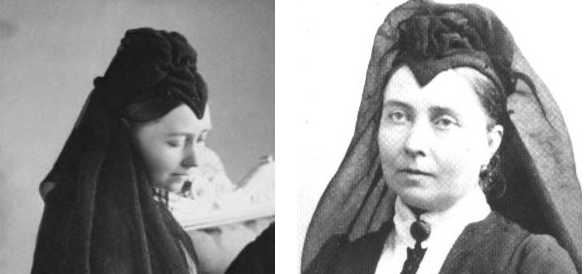 Examples of widow's peak mourning caps