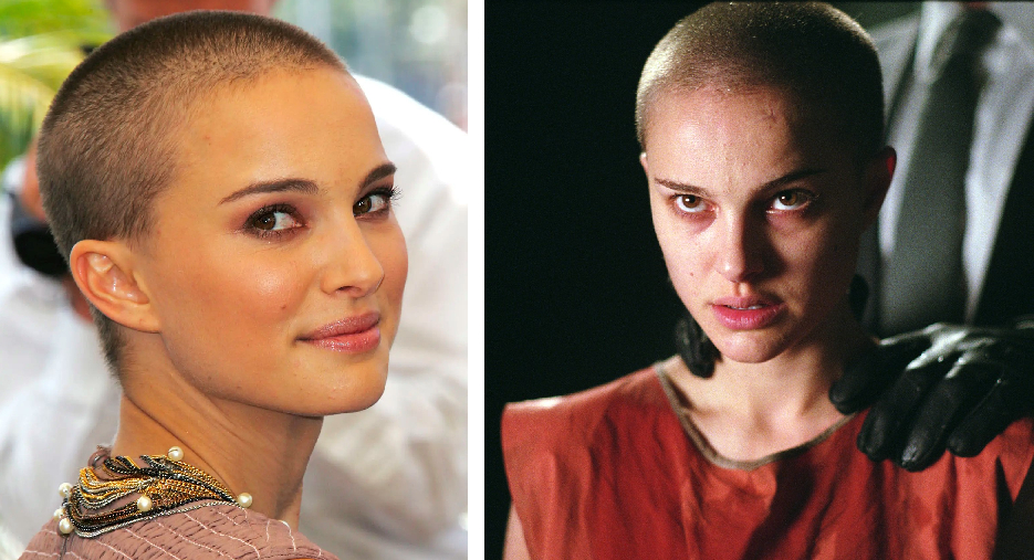 Natalie Portman with a shaved head