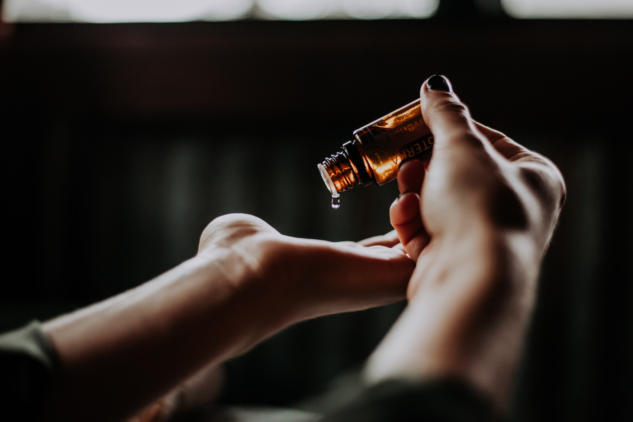 essential oil in hands