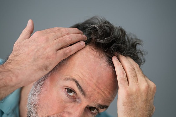 Man Checking Hair Transplant